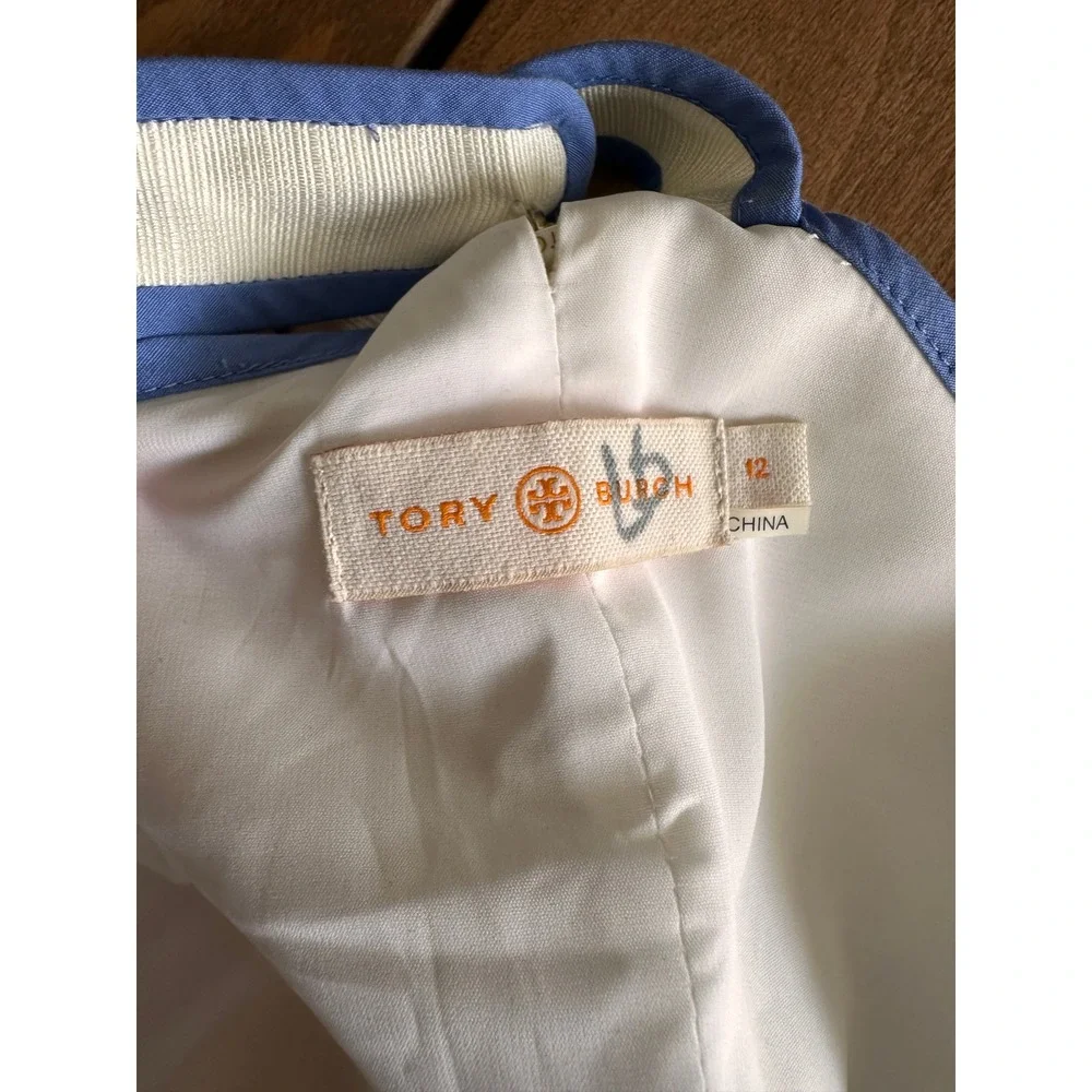 Tory Burch Emilia Dress Ivory Floral Botanical Embroidery Linen Silk Blend 12
